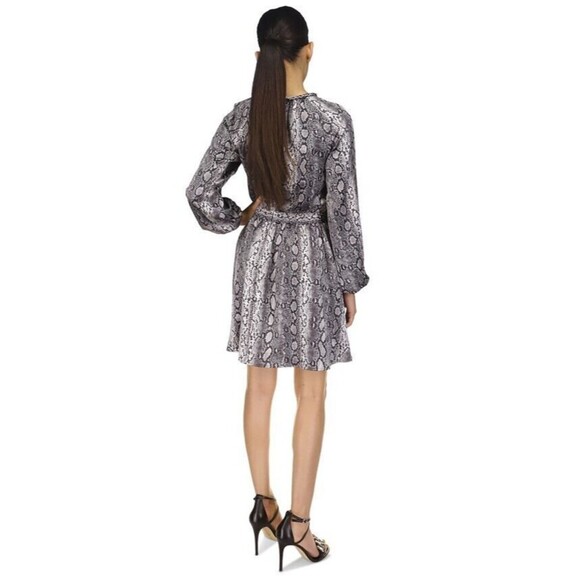 Michael Kors Women's Dress Snakeskin-Print Chain-Neck Dress Silver Black size S - Picture 3 of 10